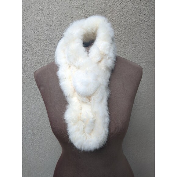 Winter Warm Scarf with Ball Casual Thick Genuine Fur Scarves Ladies Neck Warmer - Picture 4 of 11